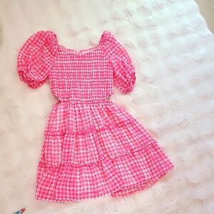 Art Class Pink Houndstooth Casual Dress